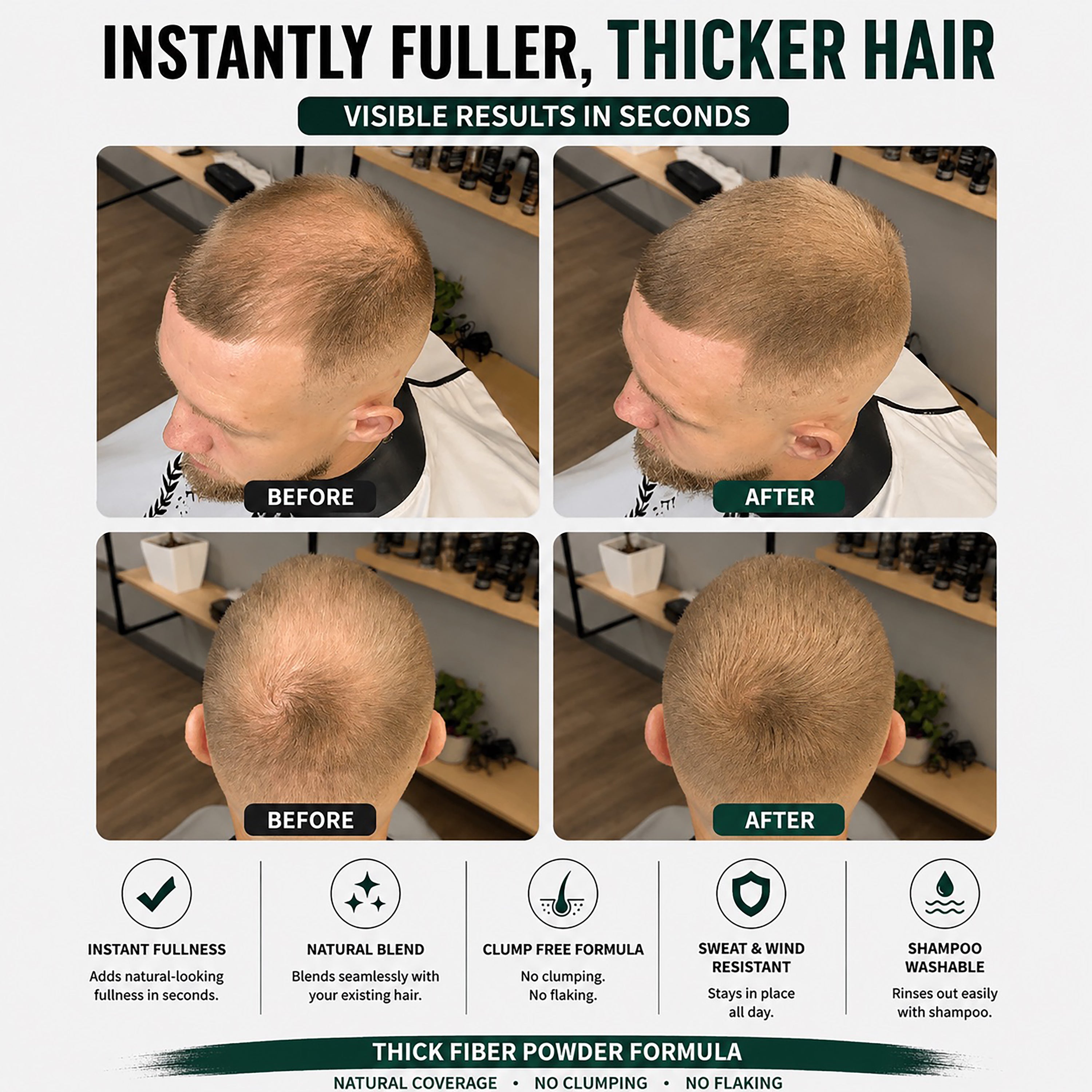 THICK FIBER Hair Building Fibers 28g – Single Bottle