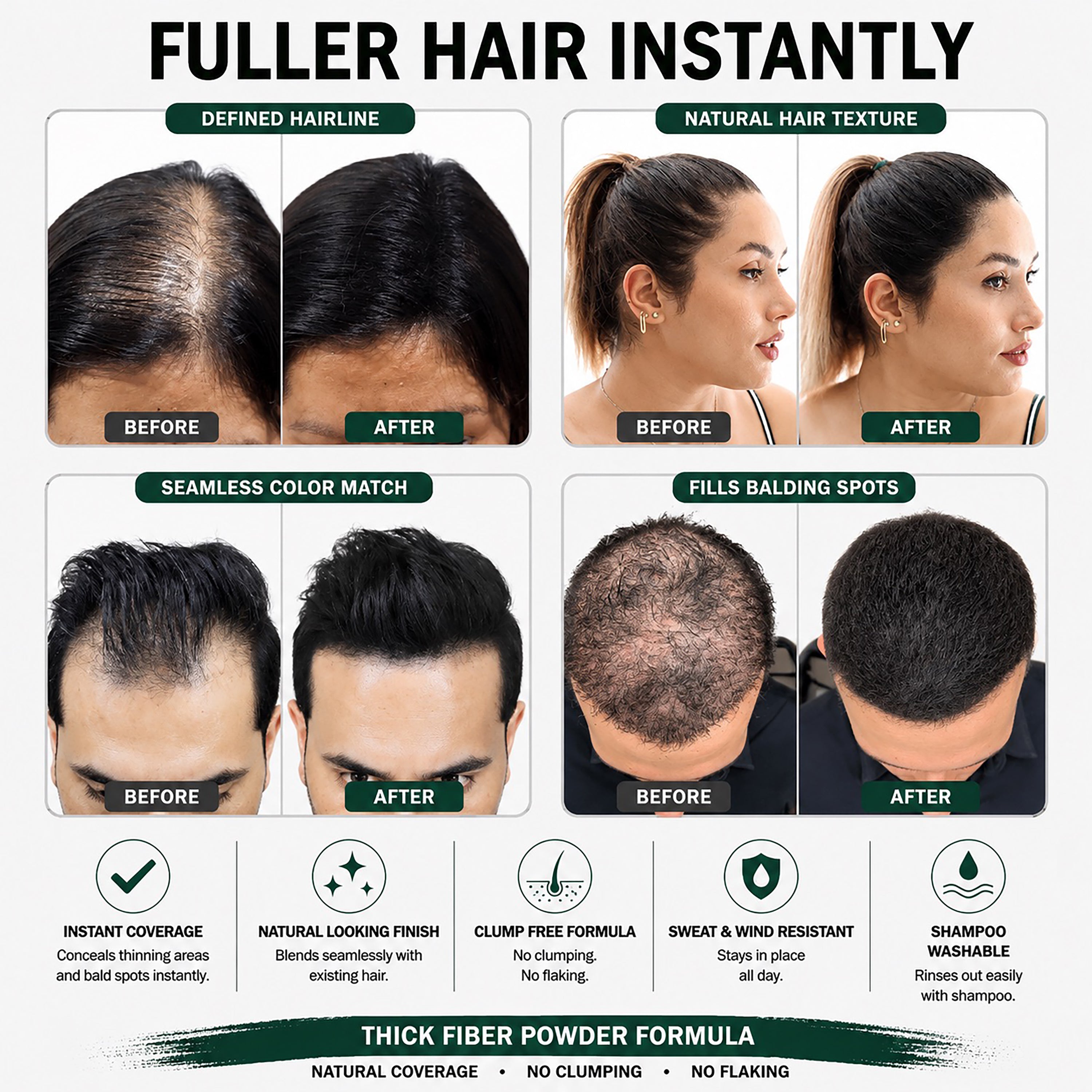 THICK FIBER Hair Building Fibers 28g – Single Bottle