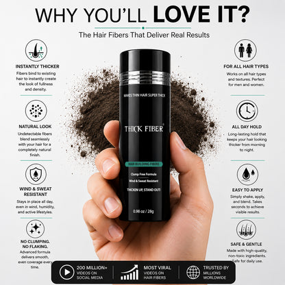 THICK FIBER Hair Building Fibers 28g – Single Bottle