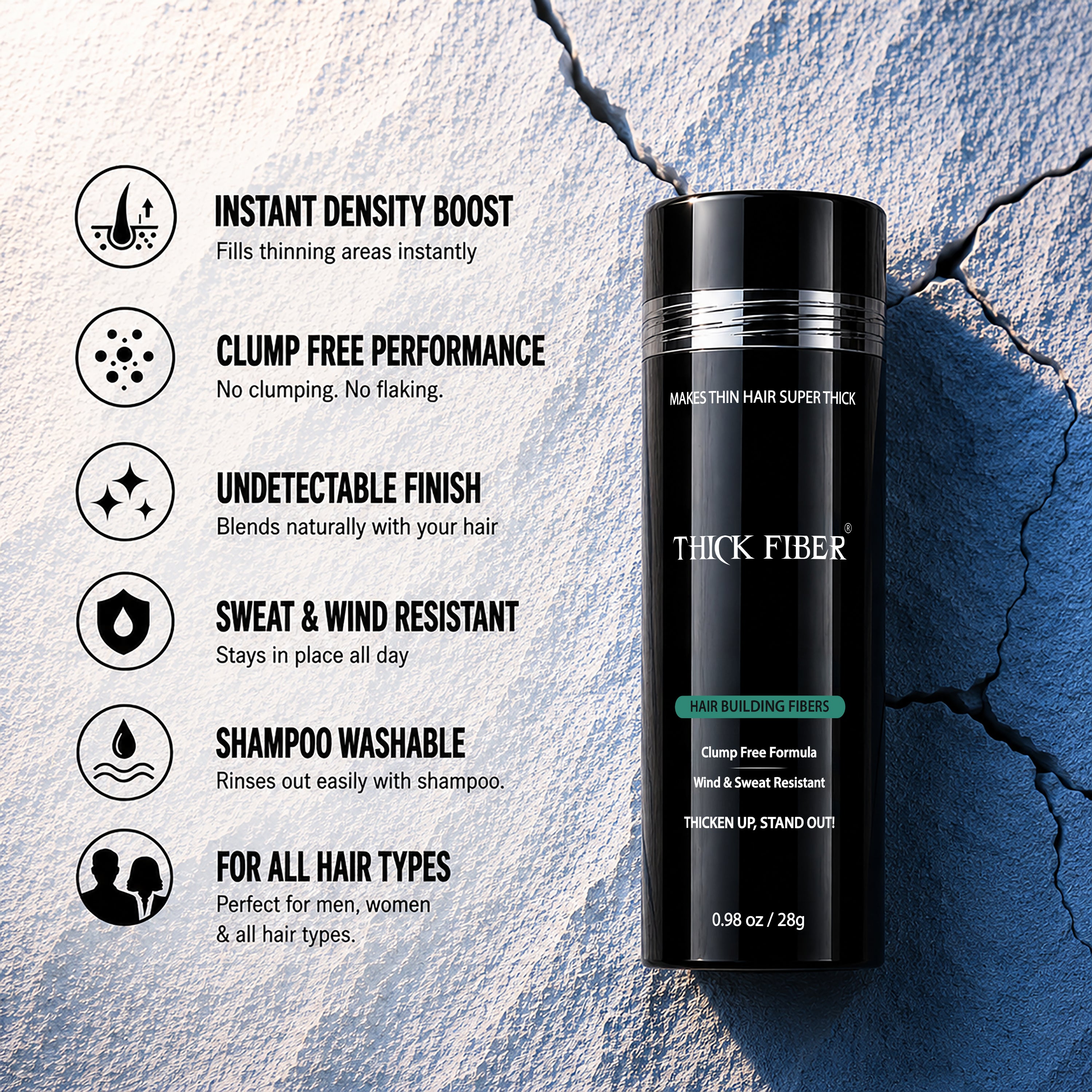 THICK FIBER Hair Building Fibers 28g – Single Bottle